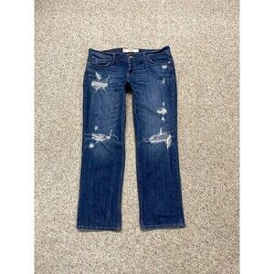 Abercrombie & Fitch Low Rise Button Fly Distressed Crop Straight Leg 12/31